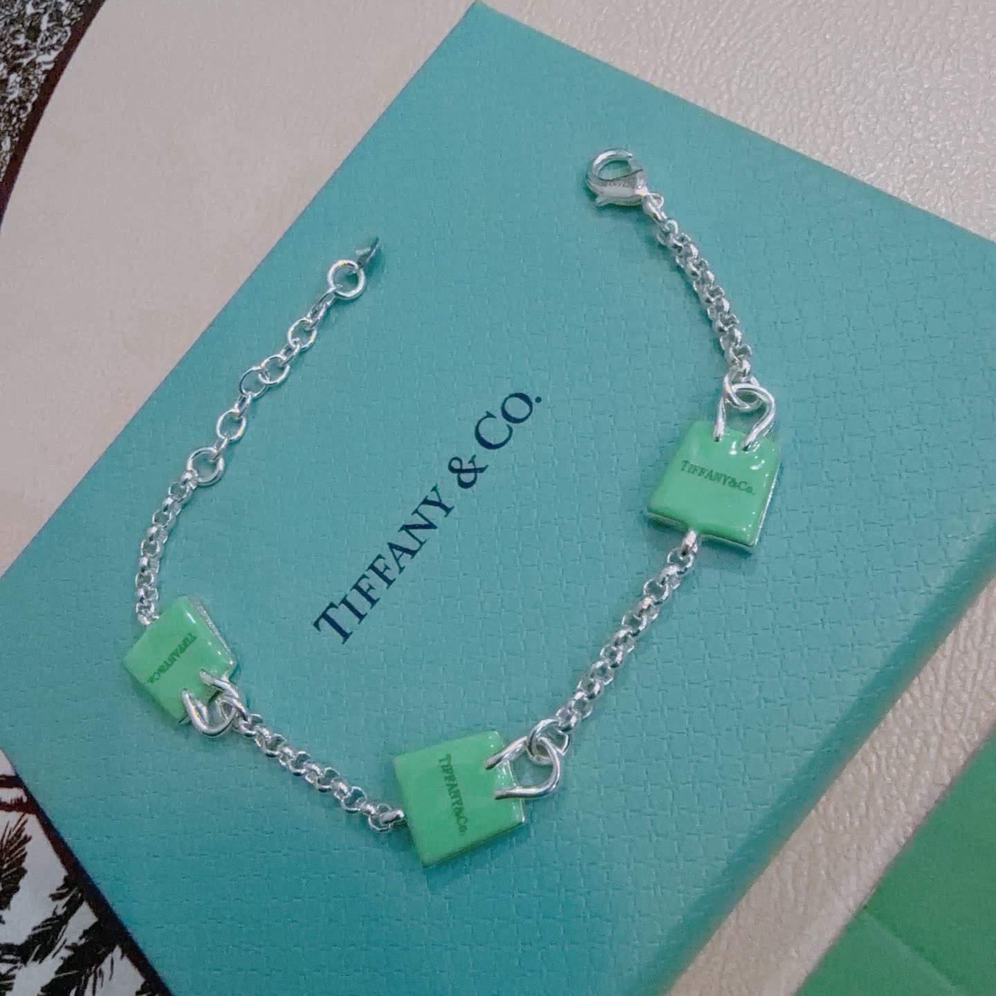 Tiffany & Co. Green Enamel Link Bracelet